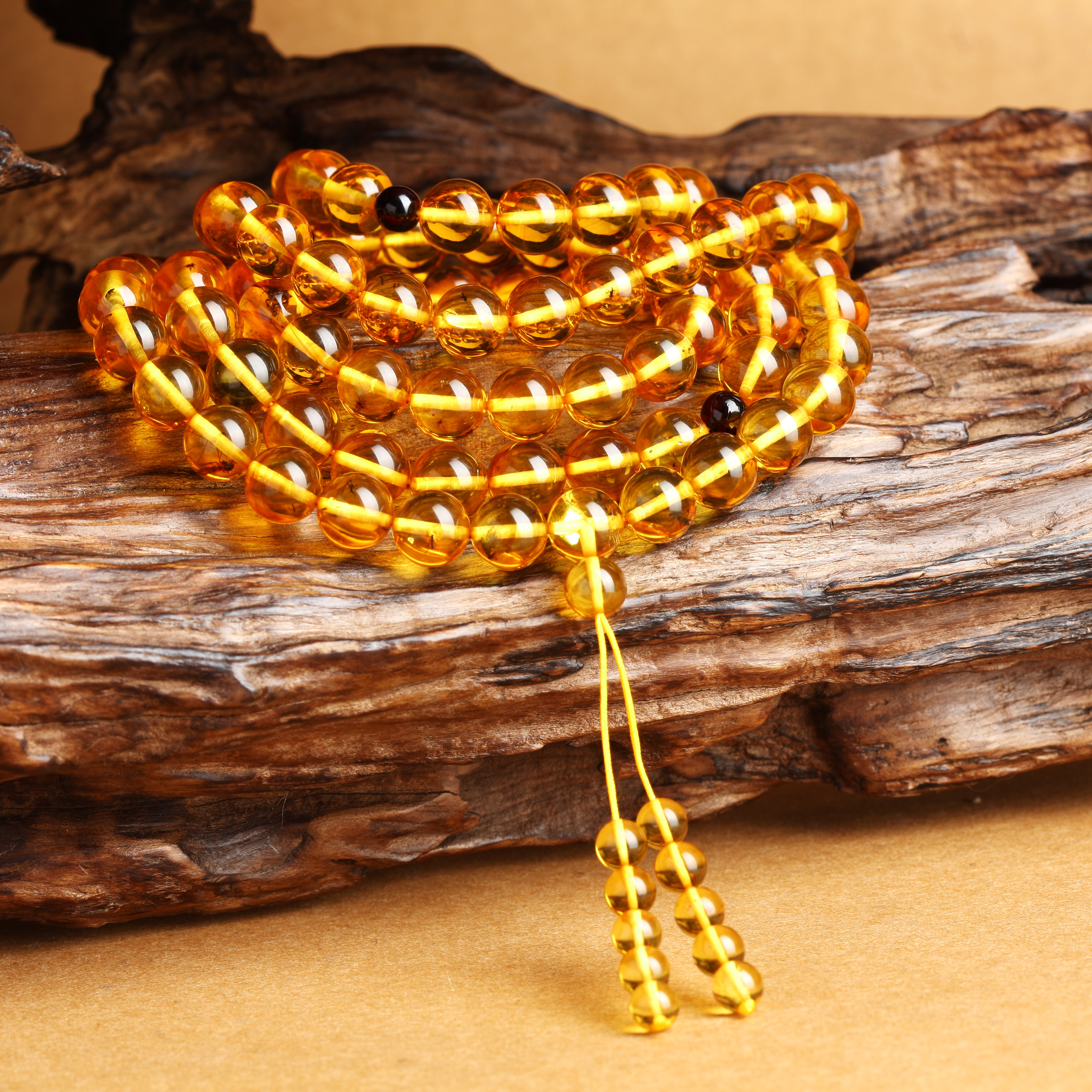 虫珀素石念珠